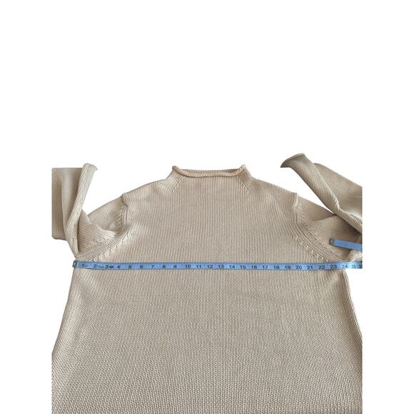 J.Crew Sweater Women's Cable Knit Mock Neck Beige Basic‎ Casual Soft Cozy Large - Picture 10 of 12